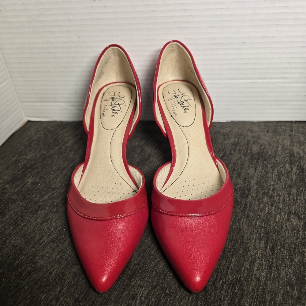 Life Stride Women's Red Saldana Pointed Toe Stiletto Slip On Pumps, Size 7 M US
